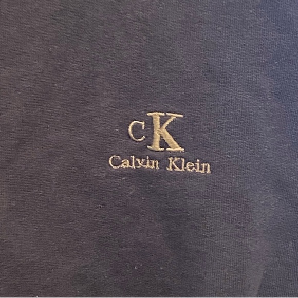 Vintage Calvin Klein Navy Embroidery Sweatshirt Size Medium-Unisex - Picture 3 of 6